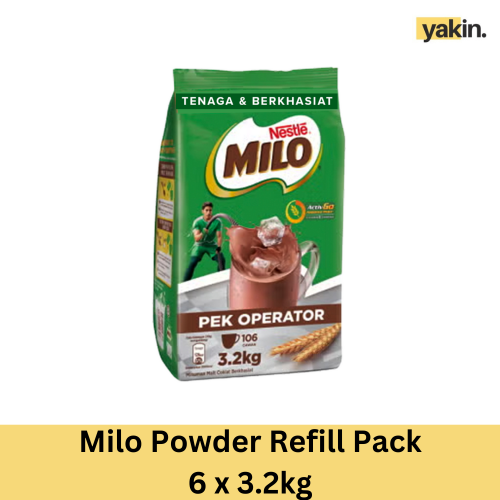 Milo Powder Refill Pack 6 x 3.2kg Carton Wholesales (6 refill packs)