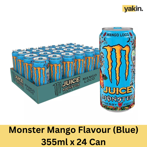 Yakin Monster Mango Flavour (Blue) 355ml Can Carton