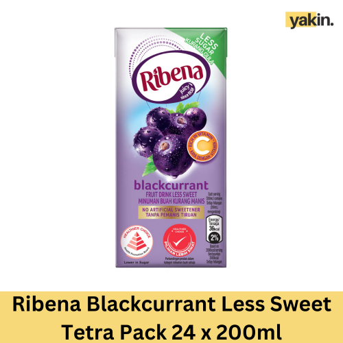 Yakin Ribena Blackcurrant Less Sweet 200ml Packet